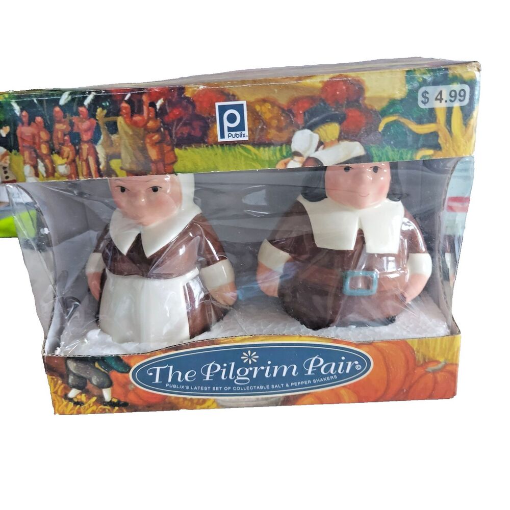 New The Pilgrim Pair 2006 Publix Salt & Pepper Shakers Like the Commercials  NIB